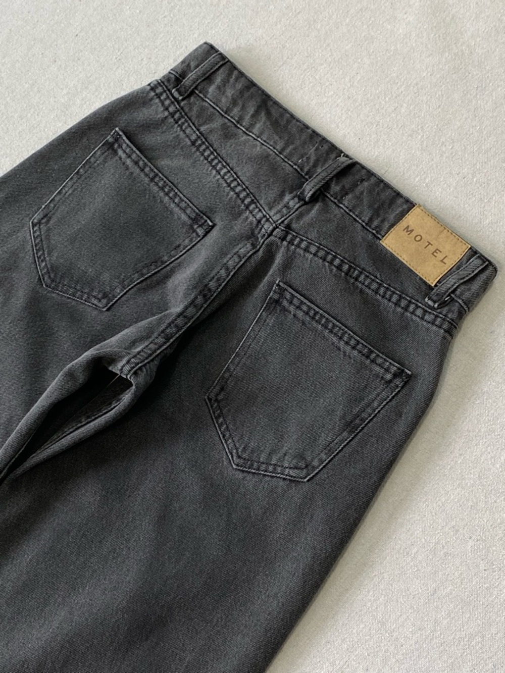 Motel Rocks Low Rise Parallel Jeans In Washed Black Grey - Picture 11 of 14